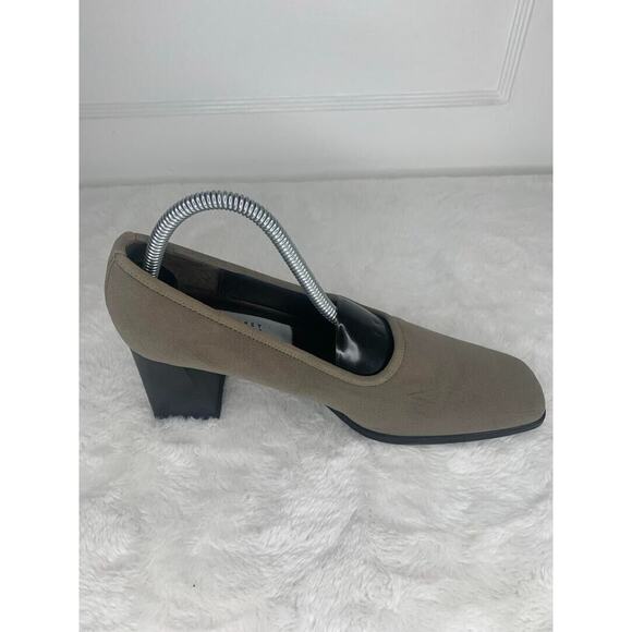 Crazy Horse Liz Claiborne Womens Size 8.5 Beige Square-Toe Heels With Block Heel - Picture 6 of 8